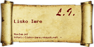 Lisko Imre névjegykártya